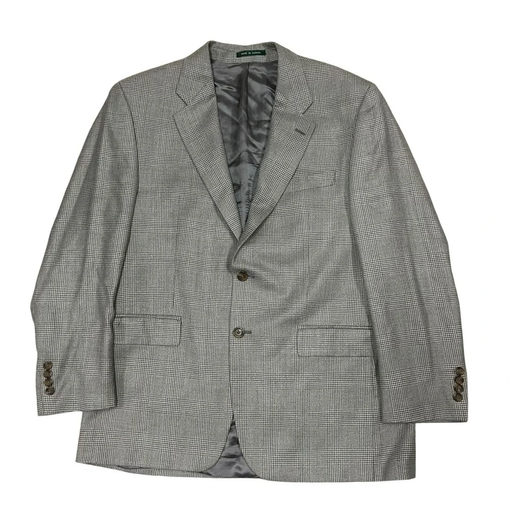 Lauren Ralph Lauren Silk Wool Blazer Mens 42R Gray Nailshead 2 Button Sport Coat
